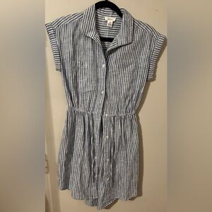 Striped Blue Button-Up Mini Dress